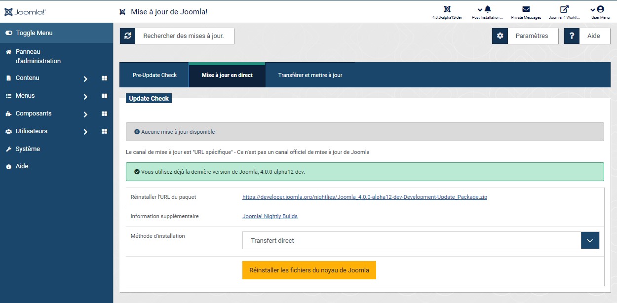 Maintenir sa version de Joomla! 4 à jour